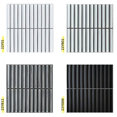 简约现代纯色厨房浴室洗手间长条黑白灰色网红凹面月牙马赛克瓷砖,家装主材,马赛克,淘宝优惠券,粉丝福利购,淘宝优惠卷