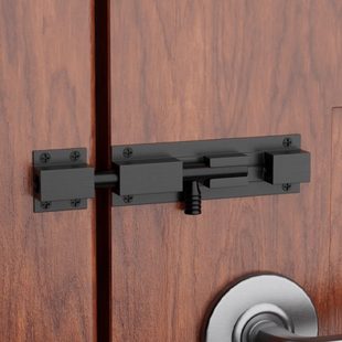 卫生间门栓免打孔卧室门锁卡扣插销铝合金反锁门神器防盗门安全锁