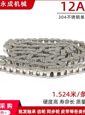 工业链条304不锈钢链条12A-1 6分链条 80节 节距19.05 1.524米/条