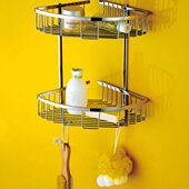 篮卫生间全铜网转角浴室三角墙角卫浴置物架德国五金挂件篮