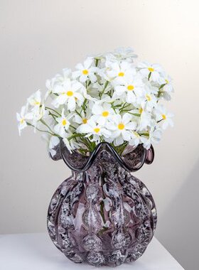 紫色花瓶高档桌面摆件家居装饰器干花插花鲜花复古轻奢福袋琉璃