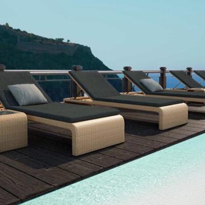 藤编沙滩椅会所可调休闲庭院户外防水别墅躺椅游泳池花园躺床温泉