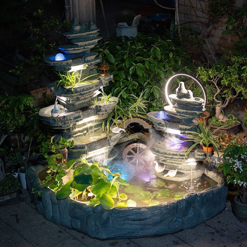 大型假山流水喷泉装饰房屋花园庭院室外阳台鱼S塘装饰办公室景观