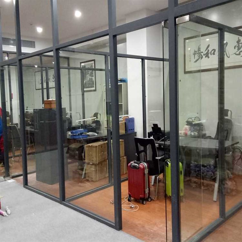 广东安装珠三角玻璃隔r断墙钢化玻璃隔断墙办公室铝合金不锈钢高