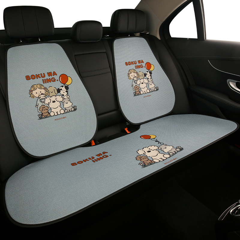汽车坐垫可爱座套女士卡通座垫四季通用I座椅套小蛮腰半包亚麻座