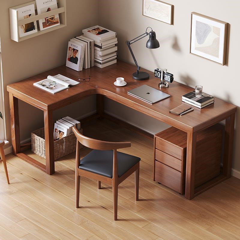 实木转角书椅组字合L型拐角桌工作台用DB03卧Q室靠家墙写桌台式电