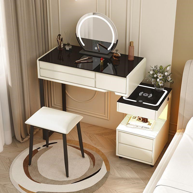 智能实木梳妆台无线充电卧室轻奢化妆F收纳一体柜简约现代小户型