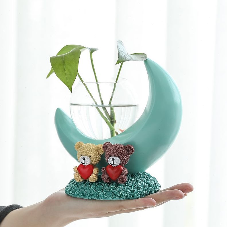 绿萝水培客厅小摆件水养植物装饰品插花玻璃透明花瓶皿器创意花器
