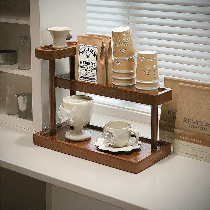 实木杯架餐桌面置物架杯子收纳置物架台面纸杯茶水U杯咖啡杯展示