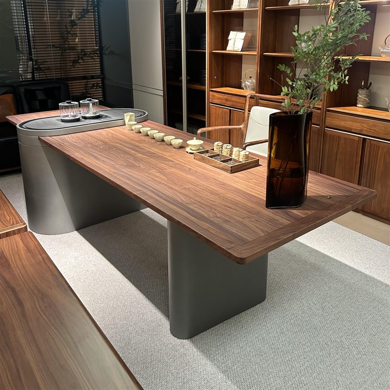 新中式实木茶桌椅组合现代简约轻奢高级H感办公室茶台茶几家具家