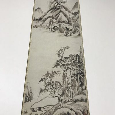 诗 董其昌 赠晋公 意图竖幅装饰画明轴名高清山水画家字画仿古