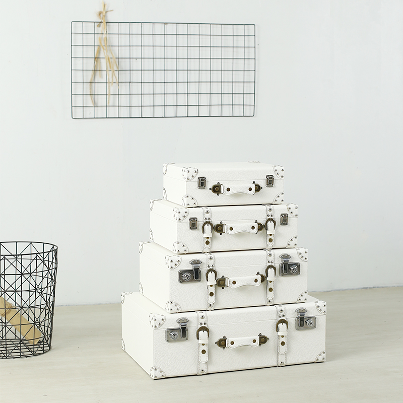 复古手提箱老式皮箱定q制箱子摄影陈列道具箱纯色行李箱样板房摆