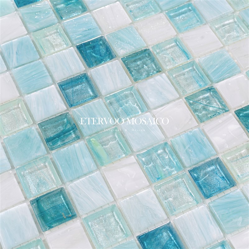 轻奢会馆酒店游泳池水晶玻t璃马赛克瓷砖浴室温泉水池蓝色地砖拼
