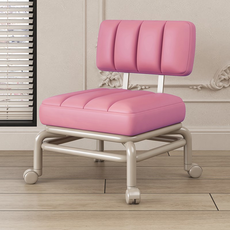 万向轮小凳子滑轮矮m凳网红懒人靠背椅子家用带娃神器带轮圆凳板