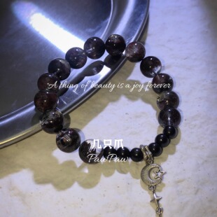 聚宝盆红幽灵手链女天然水晶沉香锁骨链银扣星星月亮吊坠闺蜜礼物