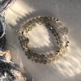 【招财灰月光手链】白水晶白暴雪纯银隔珠清冷通透多串设计好运