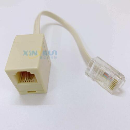 RJ45转RJ11 网络线转电话线 8P转6P4C 电话转接头4芯转换头米黄色