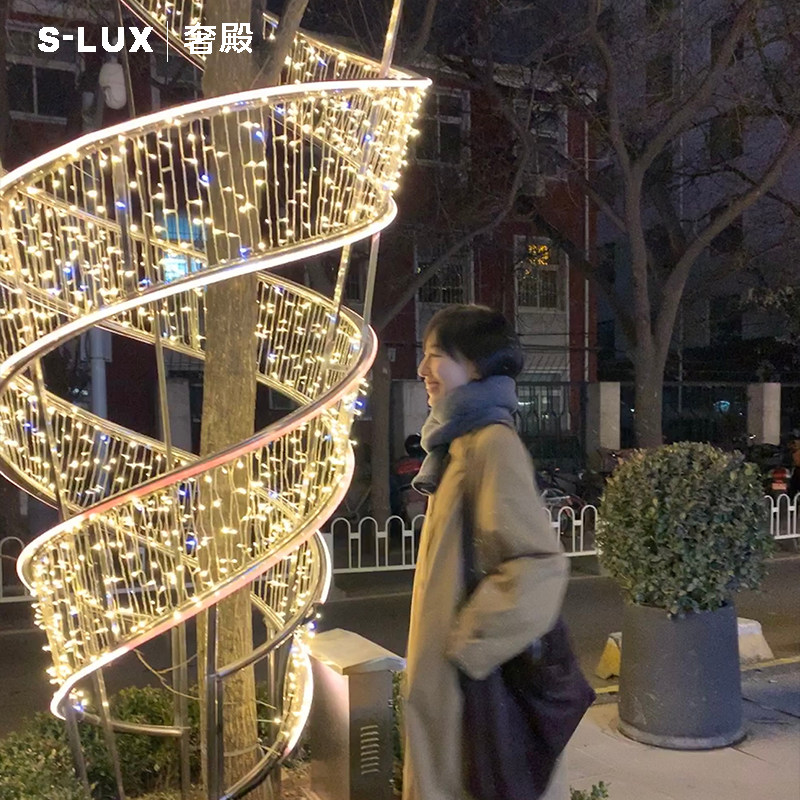 户外创意绕d树灯街景区树木亮化装饰包树广场灯光节螺旋造型景观