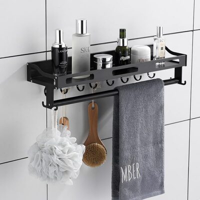厕所免打孔卫生间毛巾浴室置物架收纳架洗漱台壁挂式墙上阳台挂壁