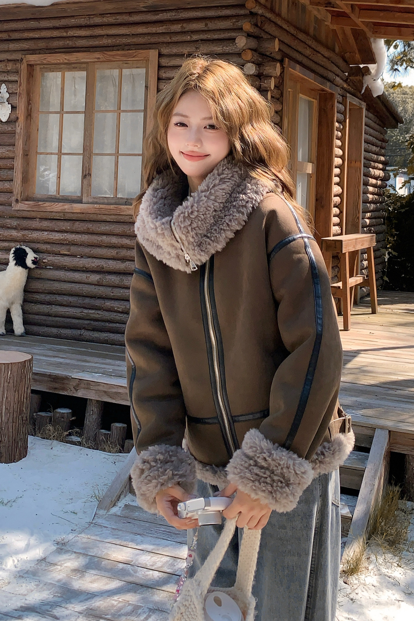秋冬新品-美拉德色系大翻领皮毛一体ZB187-116-P175-K248,女装皮草,浙宝187