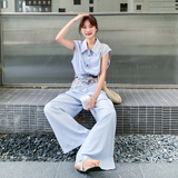 26年夏季新款-棉质奶油蓝通勤气质套装ZB187-1018-P150-K248，女装套装/套裙，浙宝187