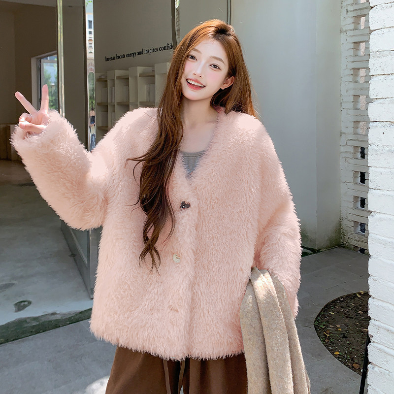 秋冬款新品-设计扣皮毛一体外套（两色）ZB187-107-P130-K198,女装皮草,浙宝187