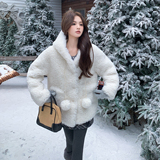 秋冬款新品-暖糯可爱连帽毛毛外套ZB187-138-P188-K268，女装皮草，浙宝187