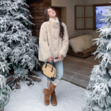 秋冬款新品-高级感立领皮毛一体外套ZB187-151-P180-K258，女装皮草，浙宝187