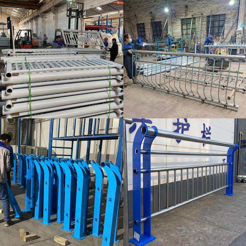 河边金属护栏 海边栈道堤岸铁艺扶手护拦公园河道景观灯光栏杆