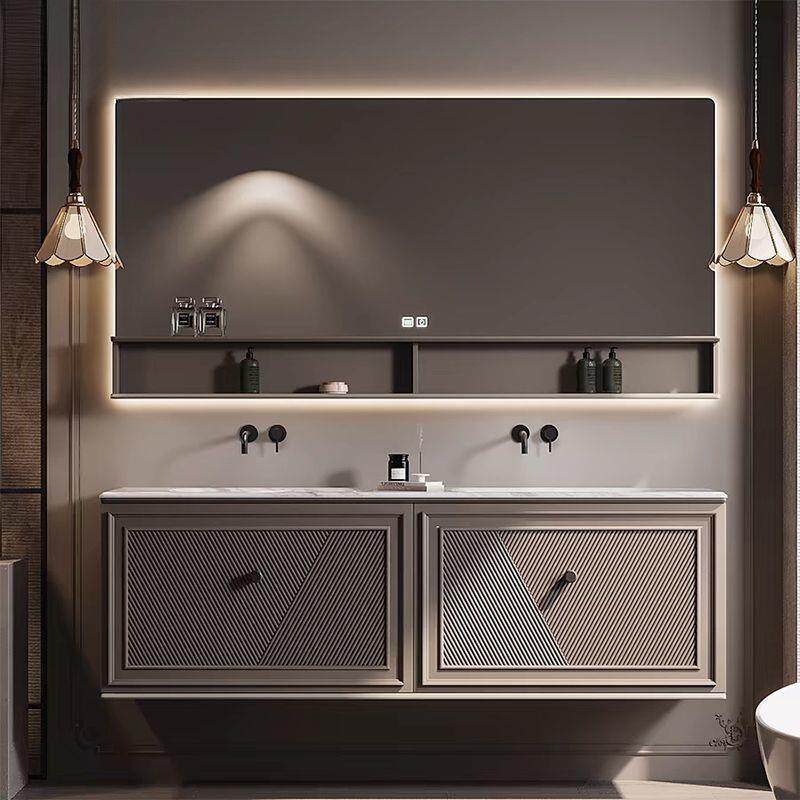 中式风格法式复古浴室柜橡木组合卫生间陶瓷一体盆洗手脸盆洗漱台