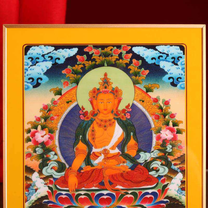 藏式不动佛铂金实木烤漆相框摆件挂画装饰画家用十相自在唐卡图