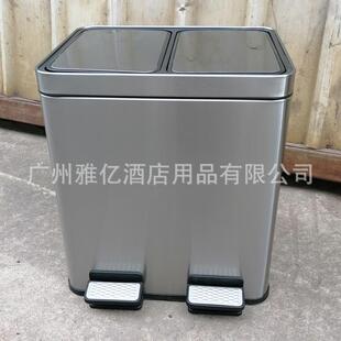 不锈钢分类脚踏垃圾桶带盖子20L30L办公用垃圾桶商用果皮桶脚踏桶