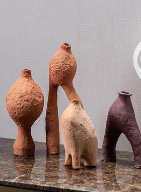 现代简约装饰卧室摆件 创意摆设家居 可爱橙色小人摆件 陶瓷工艺