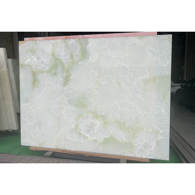 云浮石材厂家天然青玉洗手台透光奢石橱柜台面岛台餐桌小型别墅