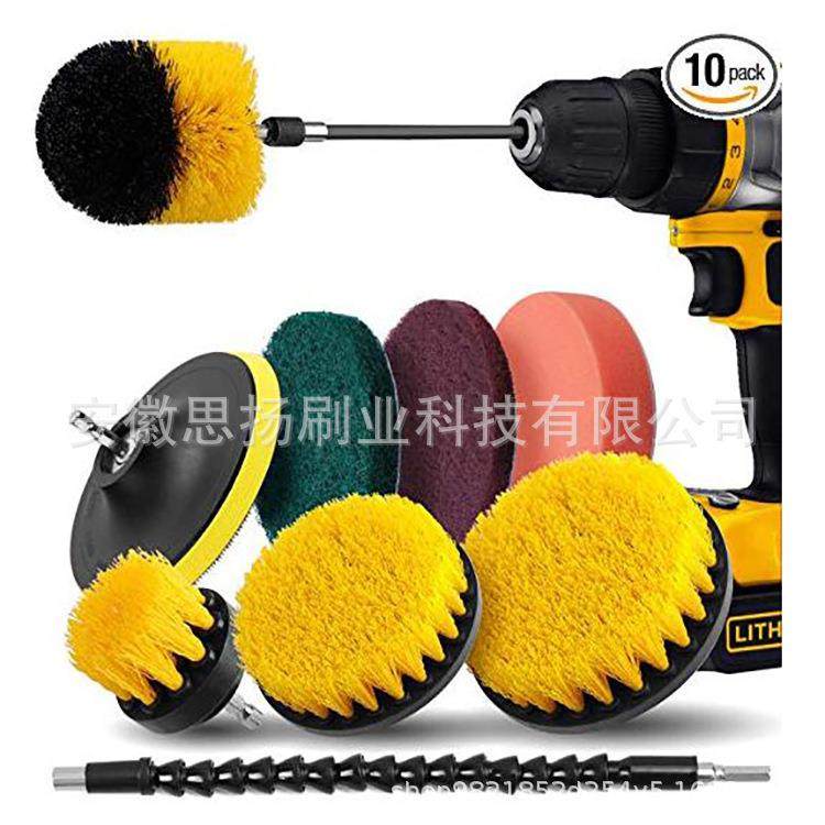 跨境货源电钻圆盘刷手持钻头厨房清洁除尘刷电钻刷地毯清洗刷套装