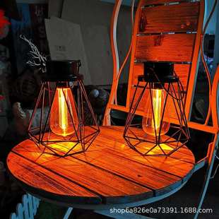 厂家太阳能铁艺风灯创意复古室外庭院摆件灯笼景观装饰舞台用户外