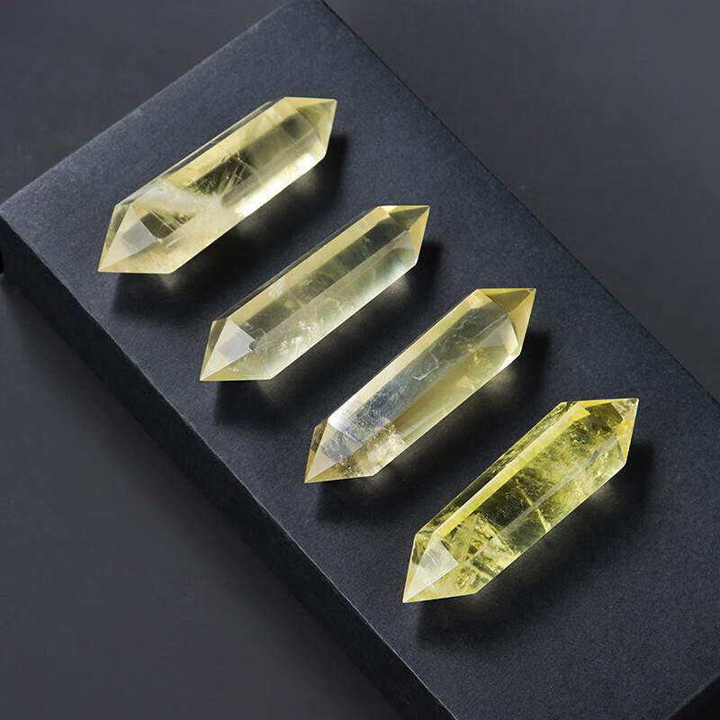天然黄水晶六棱柱双尖柱子原矿石消磁能量石把玩摆件 5-6cm