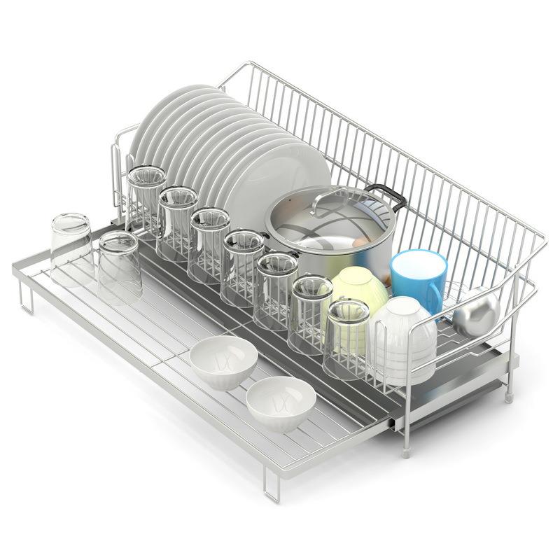 304不锈钢沥水架厨房碗架水槽边碗碟餐具收纳架免安装台面置物架