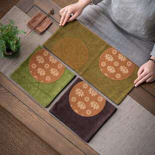 观岚扎染帆布干泡席中式家用简约茶席茶桌垫布隔热垫桌旗茶道配件