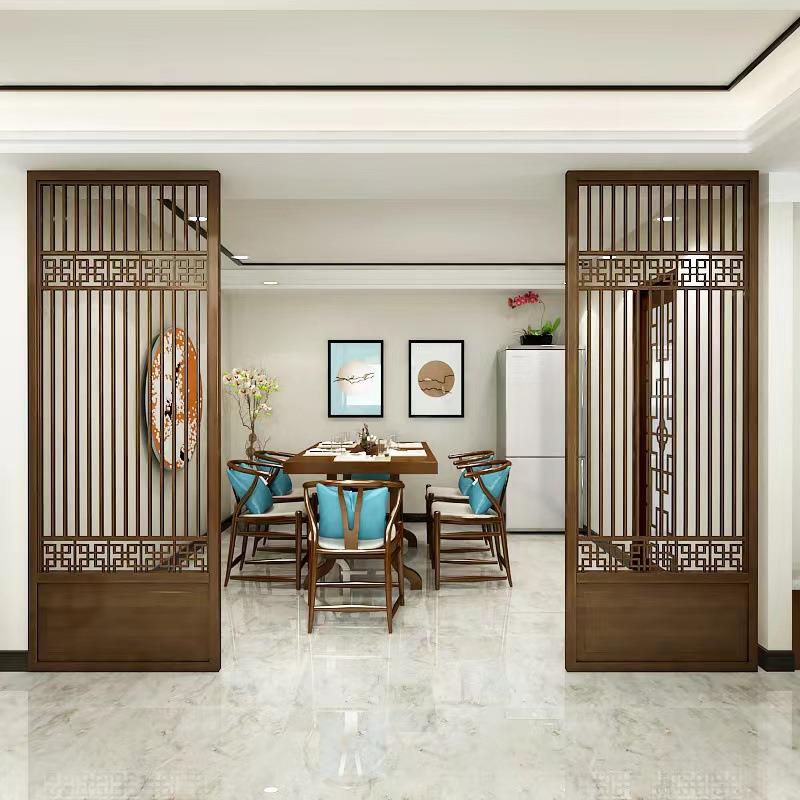 新中式实木屏风隔断客厅家用置物架入户玄关层架书架简约顶天