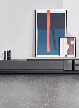 岩板茶几电视柜组合客厅家用小户型北欧现代简约轻奢亮光灰色茶几