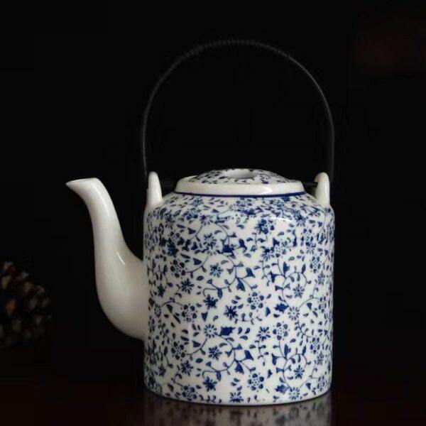 青花手工加彩陶瓷提梁壶酒店饭店家用泡茶壶时尚简约凉水壶耐高温