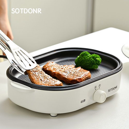 电煎牛排b锅多功能迷你电烤盘宿舍小型烤肉机家用早餐机插电平底