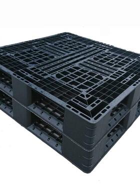 网格田字型1200*800*125黑色塑料托盘塑胶卡板垫仓库出口栈板