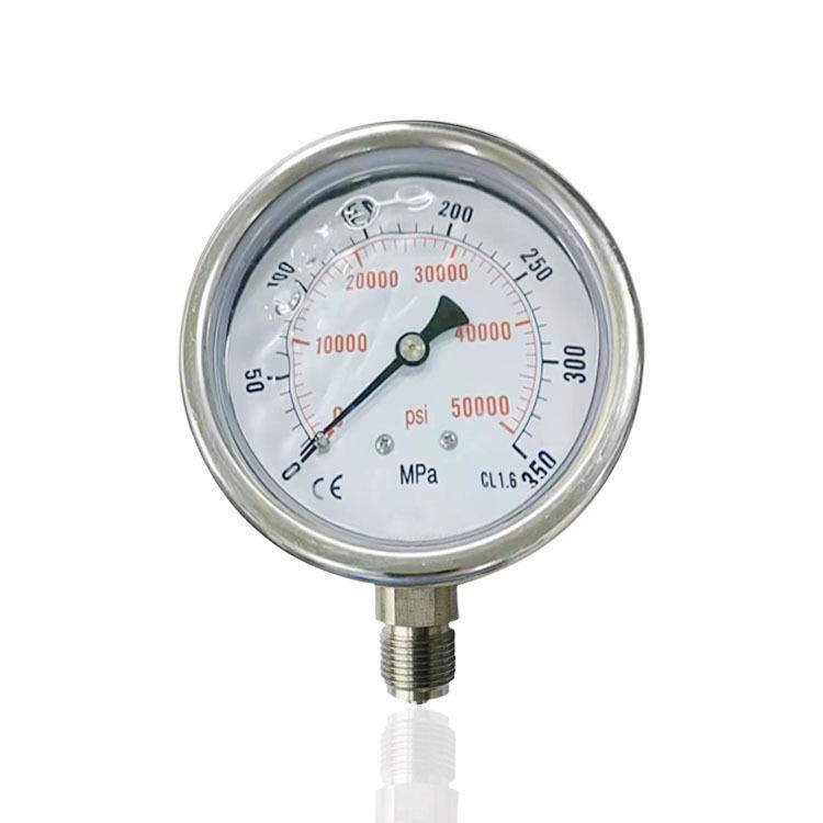 不锈钢压力表耐振充油加液超高压径向立装YN100BF 350MPA M20*1.5