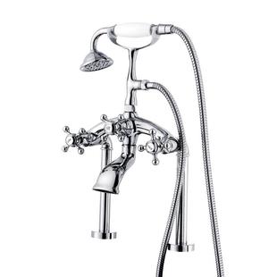 外贸 浴缸龙头 全铜镀金冷热单把双控落地浴缸龙头缸边式浴缸龙头