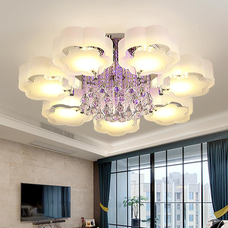 新款客厅灯大气水晶灯吸顶灯卧室灯圆形现代简约灯具组合全屋套餐