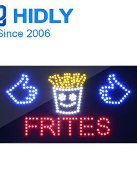 网红店面炸薯条店面摊位营业中招牌LED FRITES SIGN