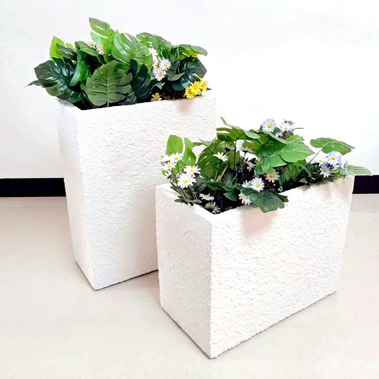 长方形水泥花盆高扁隔断镁泥花箱真石漆户外阳台大口径种植箱北欧