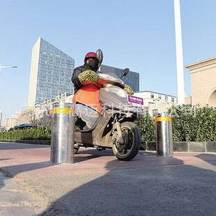 半自动升降防撞柱,广州沙湾古镇车道管理液压升降路桩,学校电动桩